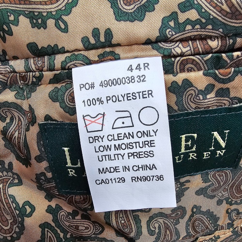 Ralph Lauren 44R Green Solid 2-Button Sport Coat Blazer Jacket V987 - Picture 11 of 11